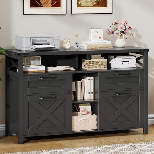 Halitaa File Cabinet with Open Storage Shelf for Home Office, Pure Black by Halitaa