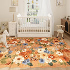 DUKINO 6x9 Area Rugs, Floral Washable Rug for Living Room Non Slip, Orange - Image 5