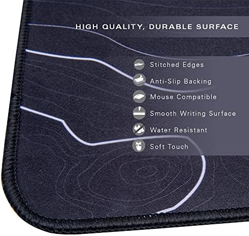 Con-Tact Brand XL Extended Mouse Pad - L-Shaped Desk Mat with Stitched Edges - Non-Slip, Water-Resistant Keyboard Mat - Extra Large Desk Pad for Gamers, Home & Office Use - 36.22" x 15.74" (Topo) - Image 2