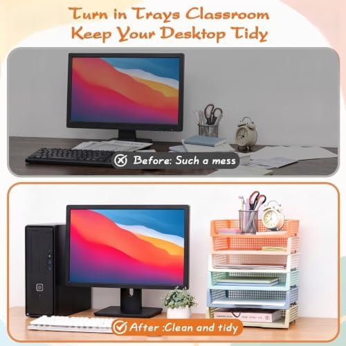 Teenyyou Set of 12 Colorful Classroom Turn in Trays Stackable, Boho - Image 3