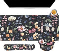 ARTSO Desk Mat, Large Gaming Mouse Pad Wrist Support Set, Ergonomic Keyboard Wrist Rest Desk Pad with Coaster Combo, Extended Mousepad with Non-Slip for Home Office, Flowers Plants by Artso