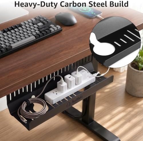 Aothia Under Desk Cable Management Tray, 2 Pack, 16.5 in, Metal, Black - Image 3