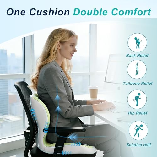 Seat Cushion for Office Chair, Ergonomic Cushion with Lumbar Support Pillow - Image 4