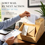 Bamboo Mail Organizer, 5-Section Countertop Mail Holder - Image 6