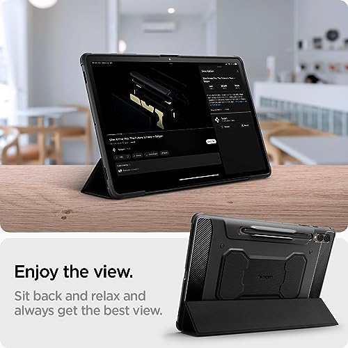 Spigen for Galaxy Tab S10 Plus Case (2024), Galaxy Tab S9 Plus Case (2023), Rugged Armor Pro Protective Tri-Fold Cover with Built-in S Pen Holder, Shock-Absorbing Carbon Fiber Design, 12.4 Inch, Black - Image 4