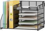 Lavatino Desk Organizer, 5-Tier Metal Mesh Paper Letter Tray with 2 File Holders & 7 Flexible Dividers for Office or Home Desk Organizers and Accessories, Keep Workspace Supplies Neat, Black - Image 2