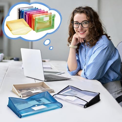 CUTHOLLOW Plastic Expandable File Organizer Folder(No Divider), 18Pcs Waterproof Transparent Document Holder Storage for Receipt/Paper/Bill/Taxes/Letter, Easy to Label A4 Size for School Office Home - Image 4