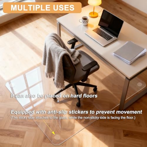 Azadx Tempered Glass Chair Mat for Carpet 45" x 53" Heavy Duty Chair Mat - Image 6