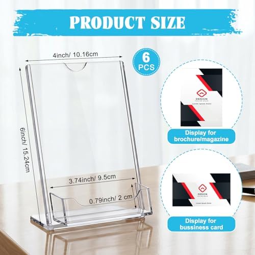 6 Pcs Acrylic Sign Holder Business Card Holder, 4 x 6 Inch, Top Insert - Image 2