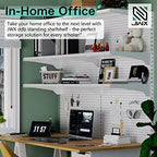 JWX Standing Pegboard Shelf Unit, White Gaming Home Office Garage Cabinets with Metal Pegboard and 15 Pieces Organizer Tool Holders - Image 5