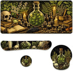 Dark Alchemy Desk Mat Set Witch Herbal Skull Study Large Mouse Pad with Wrist Rest 4in1 Desk Mat for Desktop Ergonomic Computer Desk Arm Wrist Anti-Slip Computer Mouse Pad Home Office Gaming by Unknown