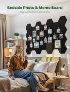 Large Bulletin Board 12" x 10", 12 Pack Blcak Cork Boards for Walls, Self-Adhesive Hexagon Felt Pushpins Wall Tiles, Display for Messages, DIY Notice, Photo Decorations, Classroom, Office, Bedroom - Image 5