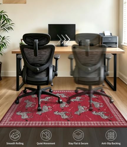 chakme Office Chair Mat for Hardwood Floor Non Slip 45"x60", Red Zebra - Image 2