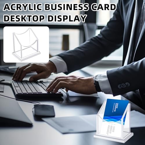 Watersay 4 Pack Vertical Acrylic Business Card Holders, Clear Desk Stand - Image 6