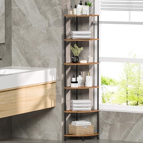 6 Tier Corner Plant Stand Shelf, 54.4", Rustic Brown - Image 5