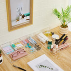 Briwooody 3 Pcs Clear Acrylic Desk Drawer Organizer 13.7 x 8.7 x 2 Inch Drawer Organizer Trays with 8 Compartments Desk Accessories for Office Makeup Silverware Bathroom - Image 6