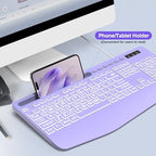 SABLUTE Wired Large Print Backlit Computer Keyboard with Wrist Rest(Purple) - Image 5