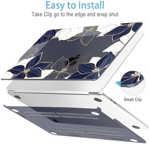 Mektron for 2026/2025/2024/2023 MacBook Air 15 INCH M5 A3448 /M4 A3241 /M3 A3114 /M2 A2941 Case, Printed Plastic Hard Shell Cover with 15.3" Liquid Retina Display Touch ID, Gold line Lily - Image 5