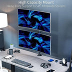 VIVO Dual Vertically Stacked Ultra-Wide Monitor Desk Mount, Extra Tall Heavy Duty Adjustable Stand for 2 Ultrawide Screens up to 45 inches, 25 lbs Per Screen Capacity, Black, STAND-V200R - Image 2