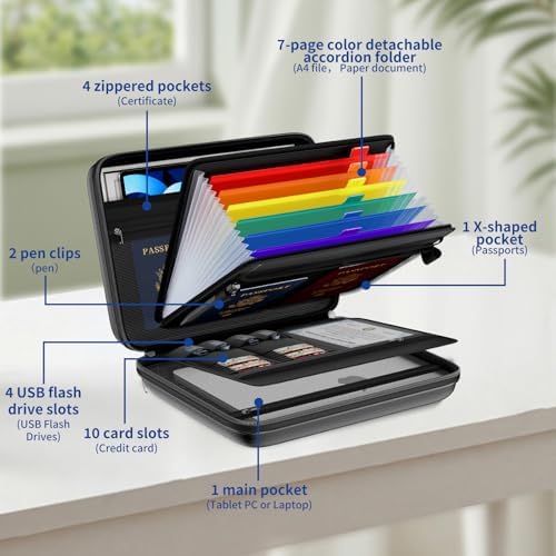 Tamfile Fireproof Document Box with Handle, Hard Case File Organizer, Black - Image 5
