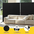 Rantila 2 Large Panels Room Divider,Portable Office Divider,Convenient Movable,Folding Partition Privacy Screen for Bedroom,Dining Room, Study,142" W x 71" H,Black - Image 5