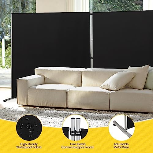 Rantila 2 Large Panels Room Divider,Portable Office Divider,Convenient Movable,Folding Partition Privacy Screen for Bedroom,Dining Room, Study,142" W x 71" H,Black - Image 5