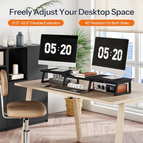 HOOBRO Dual Monitor Stand Riser, Computer Monitor Stand for PC, Black - Image 4