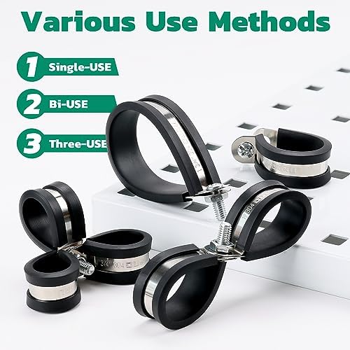 OURU 125PCS Cable Clamps Assortment Kit,Rubber Coated, 1/4"-2" 12 Sizes - Image 5