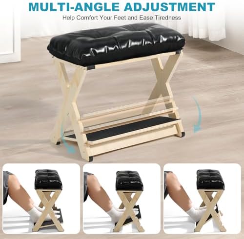 Foot Rest Under Desk at Work Adjustable Wooden - Image 4