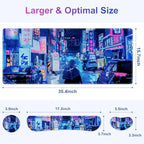 Large Gaming Mouse Pad Set, 4 in 1 Extended Keyboard Desk Mat with Wrist Rest, Computer Game Mousepad, Non-Slip Desk Pad Protector Easy Typing Pain Relief for Home Office I Anime Neon Street - Image 6