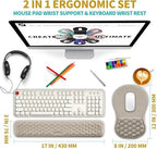 Hokafenle 2 in 1 Ergonomic Mouse Pad Wrist Support & Wrist Rest for Computer Keyboard Set, with Relieve Carpal Tunnel Pain Massage Bulge and Full Memory Gel Design (2In1 Set - Apricot) - Image 2