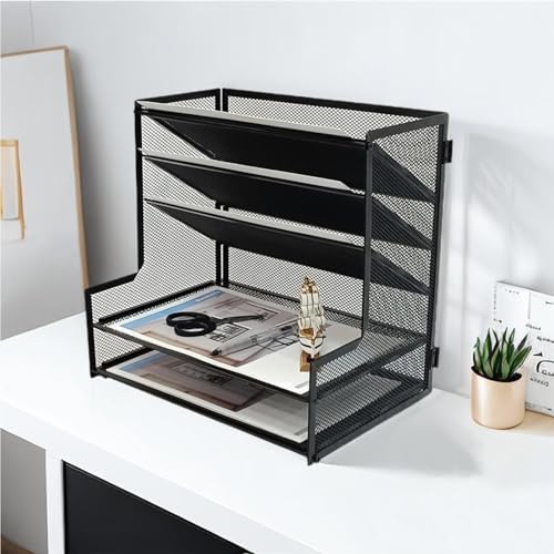 SETTFRFE 5-Tier Metal Desk File Organizer, File Tray Rack - Image 3