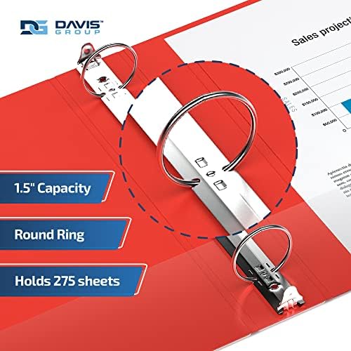 Premium Economy 3-Ring Binder, Spine Label, 1.5" Round Rings, Red, 6 Pack - Image 2