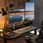 Fenge Dual Monitor Stand, Wooden Desk Shelf with Headphone & Phone Holder - Image 5