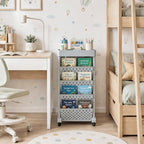 5-Tier Rolling Bookshelf Cart with Wheels, Gray - Image 2