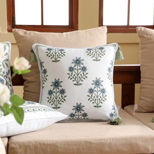 ISAENNE Designer Linen Throw Pillow Cover,Set of 2,18"x18"-Mosella B - Image 2