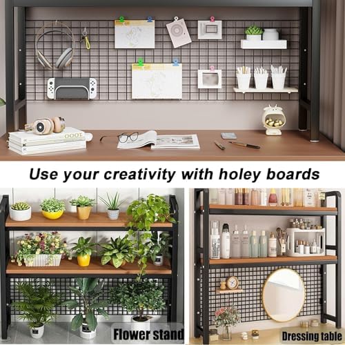 2-Tier Desktop Hutch Bookshelf Metal Desk Shelf Dorm Bookcase for Computer Desk Countertop Storage Organizer Display Rack for Office Home (White, 53.1in) - Image 6
