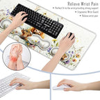 TGFEWYTJYJ Extended Gaming Mouse Pad,Memory Foam Ergonomic Keyboard Mouse Wrist Rest Support Set,Large Desk Mat with Stitched Edges,Non-Slip Base Mousepad Home Office,Cute Highland Cow - Image 6