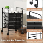 Rolling Storage Cart with Drawers 4-Tier Office Transparent Black - Image 5