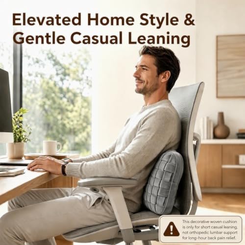 Lumbar Pillow Decorative Throw Pillow, Soft Velvet with Sponge-Filled 3D Woven Strips, Hand-Woven & High-Density Polyester Fiberfill Core, for Couch Bed Accent Chair Home Office(Dark Grey) - Image 4