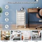 Rolling Storage Cart with Drawers 5-Tier Lock Wheels Office White - Image 4
