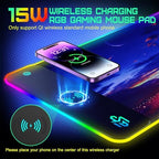 GIM Wireless Charging RGB Gaming Mouse Pad 15W, LED Mouse Mat 800x300x4MM, 10 Light Modes Extra Large Mousepad Non-Slip Rubber Base Computer Keyboard Mat for Gaming, MacBook, PC, Laptop, Desk（Sunset） - Image 3