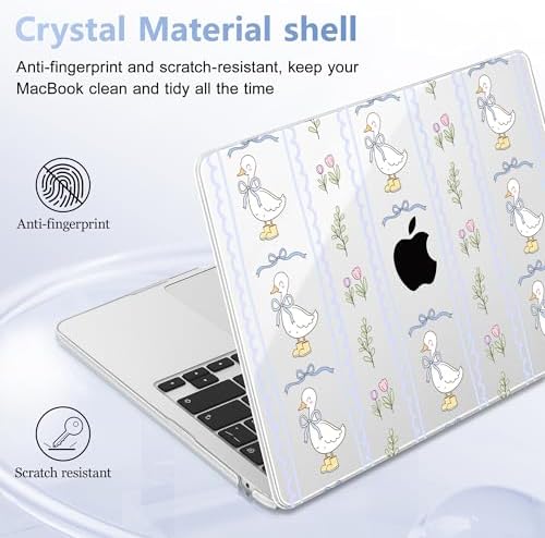 Case for 2026/2025/2024/2023 MacBook Air 15-inch Laptop Release M5 A3448 /M4 A3241 /M3 A3114 /M2 A2941, Stylish Protective Hard Shell Cover for MacBook Air 15.3 inch, Preppy Stripe Goose - Image 6