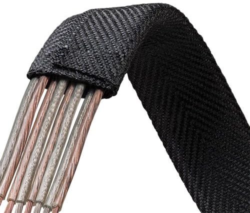 Electriduct 2.25" F6 Flat Braided Wrap Around Sleeving Flexible Mesh Cable Protector Wire Cover - 10 Feet - Black by Electriduct