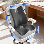 Lumbar Support Pillow for Office Chair,Seat Cushion with Back Support,Office Chair Cushion for Tailbone Pain,Sciatica and Hemorrhoid Relief (Grey) - Image 3