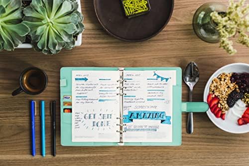 PU Leather Personal Notebook Planner with 80 Pages Loose-Leaf Papers 6 Holes Ring Binder Pen Holder Magnetic Buckle (Rainbow, A5 Mini) - Image 6
