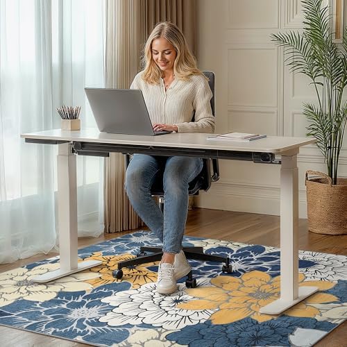 36"x48" Office Chair Mat for Hardwood Floor, Non-Slip Washable Navy Yellow - Image 2