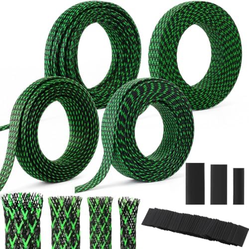Tatuo 151 ft Braided Cable Sleeve Expandable Wire Sheathing(Green, Black) by Tatuo