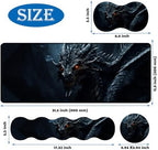4 in 1 Mouse Pad Combo, Large Gaming Mouse Pad + Keyboard Wrist Support + Mouse Wrist Rest + Coaster, Table Pad 31.5 "x 11.8" with Memory Foam Ergonomic Wrist Pad Set, Cool Dark Dragon - Image 6