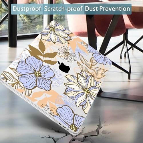 Mektron Case for MacBook Pro 16 Inch A2141 Cover 2019 Release 16" with Liquid Retina Display/Touch ID, Plastic Hard Shell with Keyboard Skin & Screen Protector & Dust Plug, Abstract Floral - Image 6